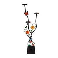 Candelabro de Piso Pina Café Flores Tierra con 3 Soportes