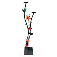 Candelabro de Piso Ondas Café Flores Tierra con 3 Soportes