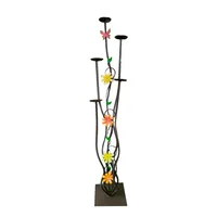 Candelabro de Piso Entorchado Flores Pasteles con 5 Soportes