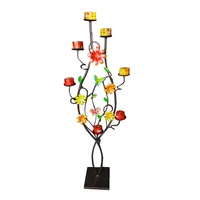 Candelabro de Piso V Café Flores Tierra con 7 Soportes