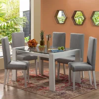 Juego Comedor 6 Puestos Rembrandt Gris - Blanco