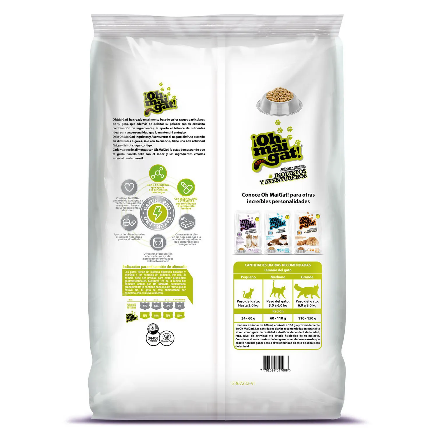 Comida Seca Para Gato Inquietos Y Aventureros Oh Mai Gat 8kg