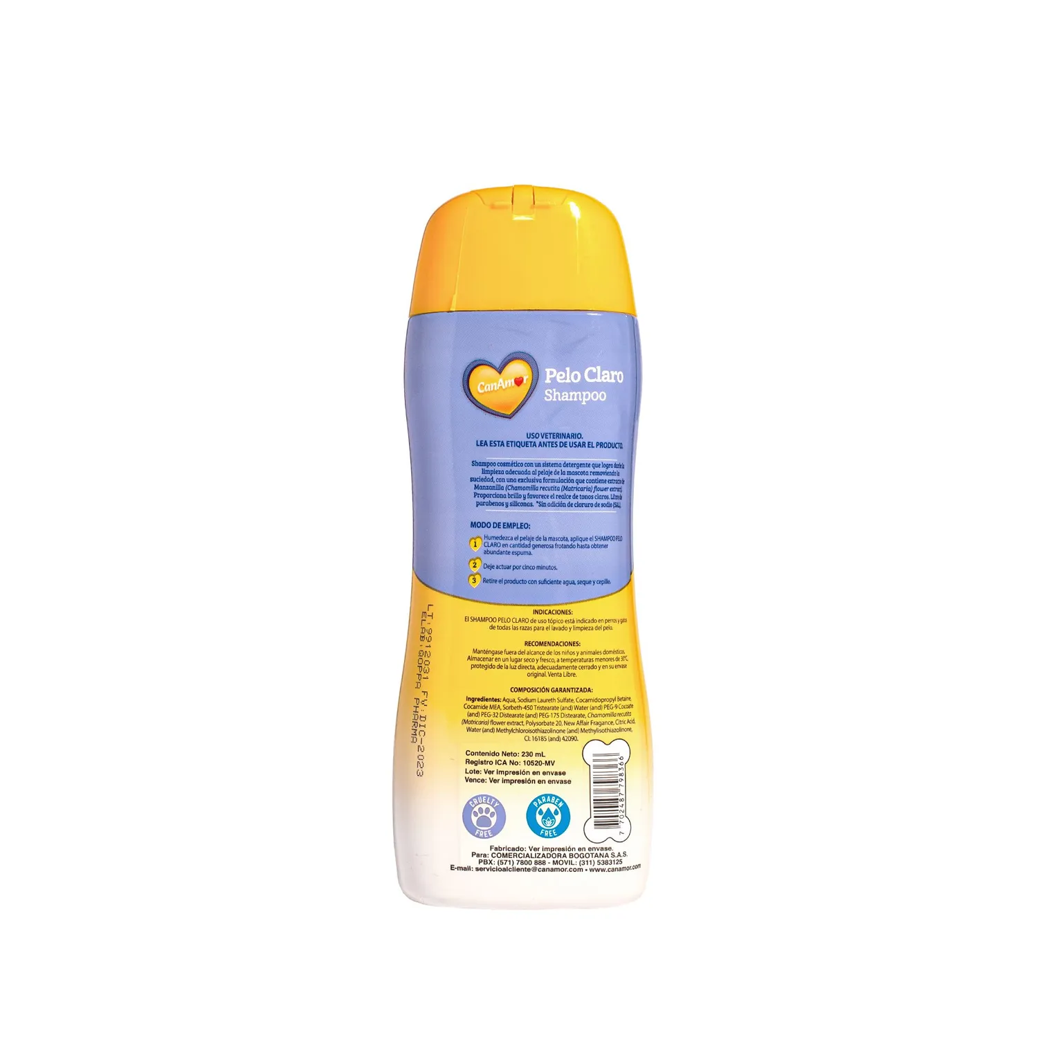 Shampoo Para Perros Pelo Claro Canamor 230ml