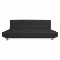Combo Sofá Cama Negro + 2 Puff Gris