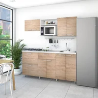 Just Home Collection Cocina Integral Berlín Vienes 1.80 Metros Incluye Mesón Poceta Derecha Acero Inoxidable Con 4 Fogones A Gas + Campana + Grifería + Canastilla