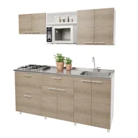 Cocina Integral Berlín Vienes 1.80 Metros Incluye Mesón Poceta Derecha Acero Inoxidable Con 4 Fogones A Gas + Campana + Grifería + Canastilla