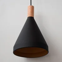 Lámpara Colgante Cono 1 Luz  E27 Madera Negro Producto Certificado