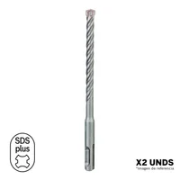 Broca SDS Plus 5 X 5/8 X 10 X 12 Pulgadas X 2 Unidades Bosch