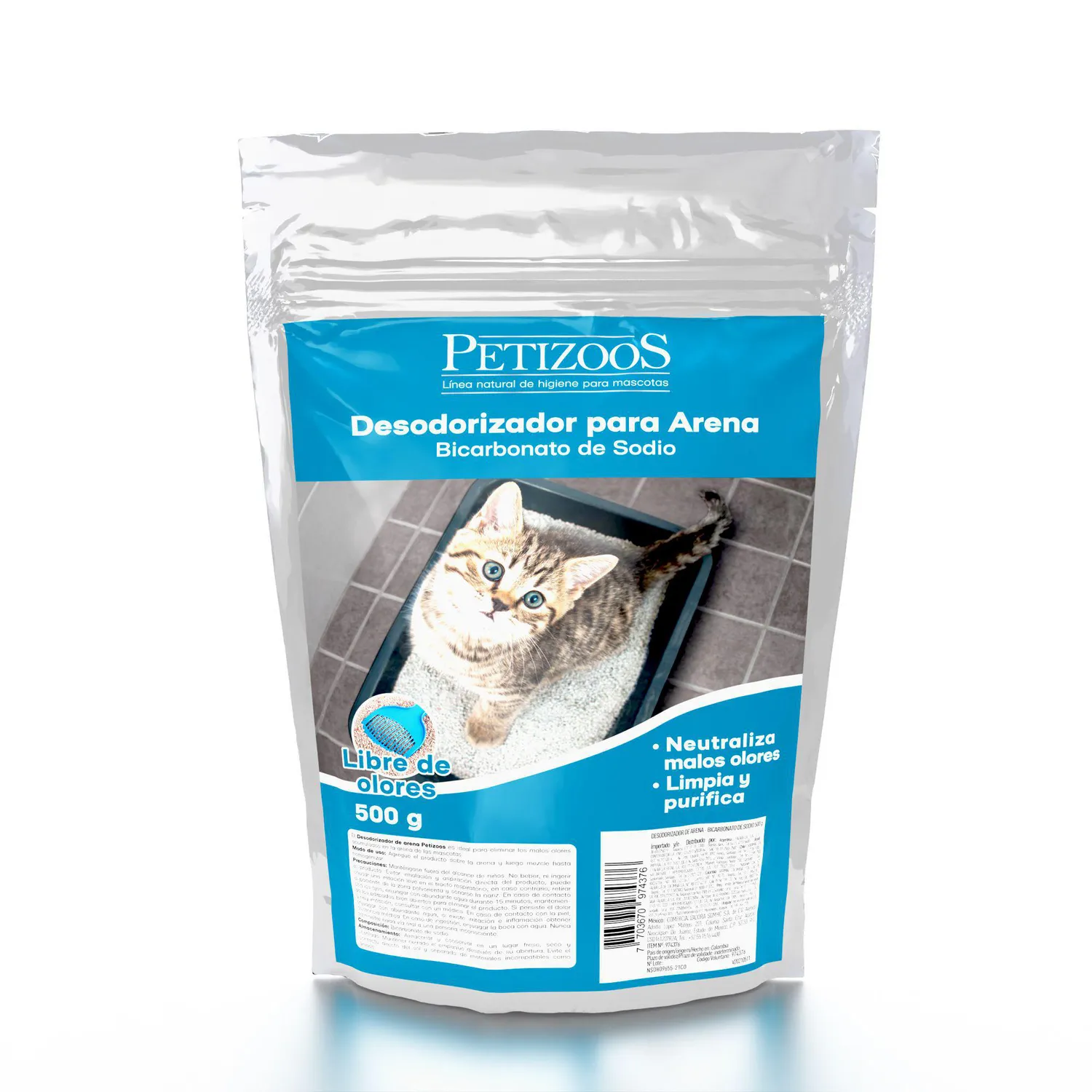 Desodorizador Arena Para Gato Bicarbonato Sodio Petizoos 500g