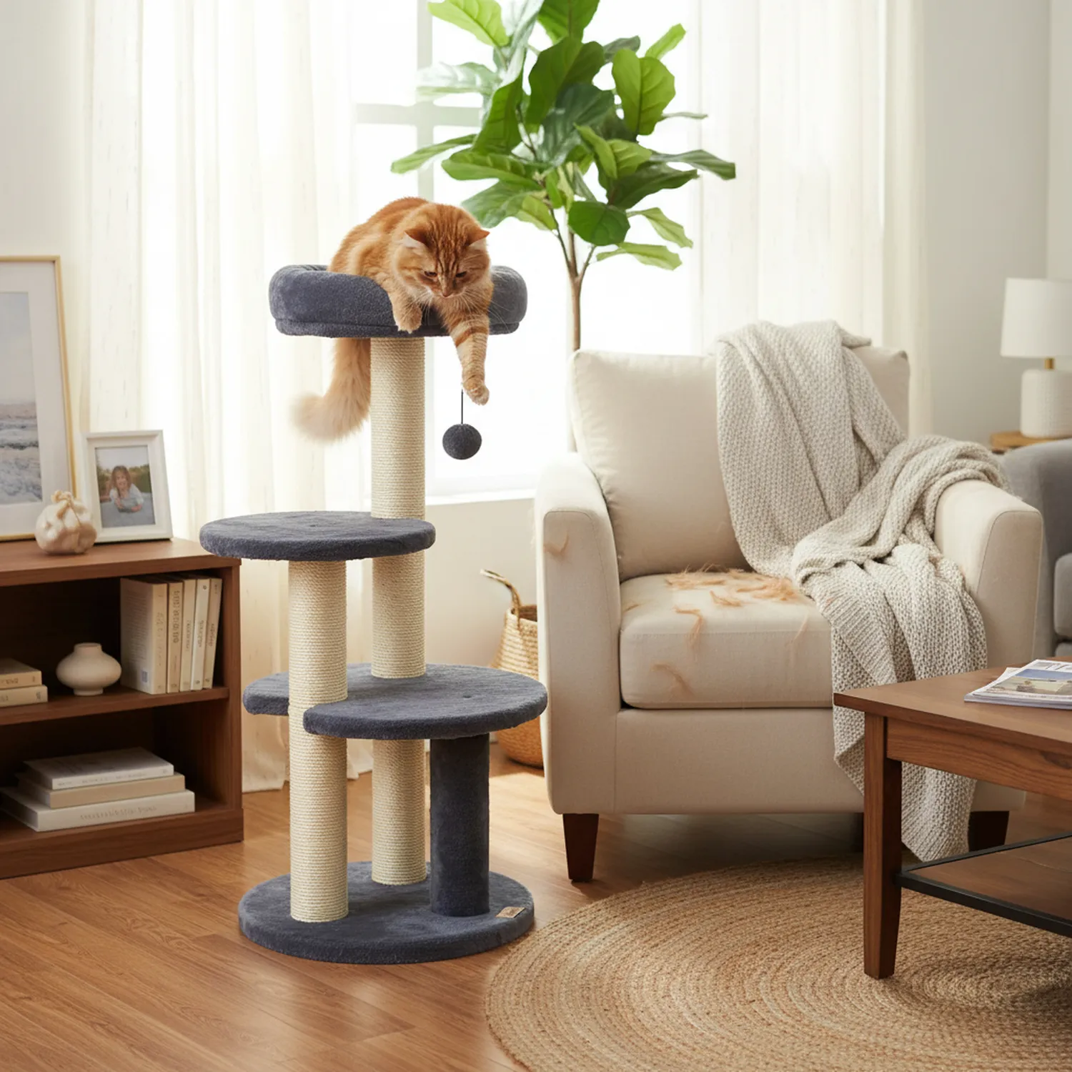 Gimnasio para Gato Círculos 115x50x50cm Extr Gris Petizoos