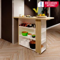 Mesa Auxiliar Mikasa 90x120x65cm Rovere Blanco Just Home Collection