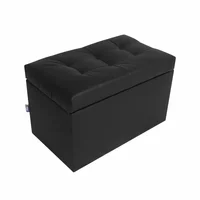 Puff Baúl 40x70x40 en Cuero Sintético Negro