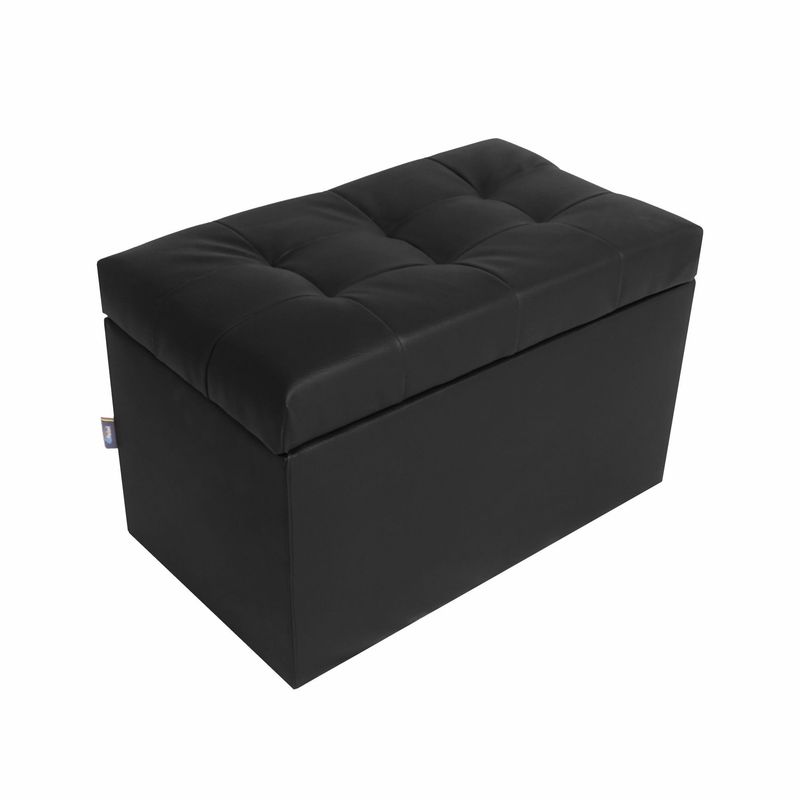 ESTILO RELAX - Puff Baúl 40x70x40 en Cuero Sintético Negro