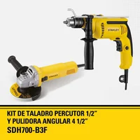 Combo Taladro Percutor 1/2-pulg 700W + Pulidora 4-1/2-pulg 620W Stanley