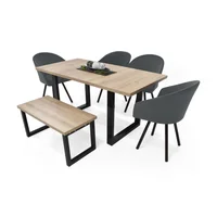 Juego de Comedor Marsella 6 Puestos + Sillas Tokyo Denver Gris Butaco Filadelfia