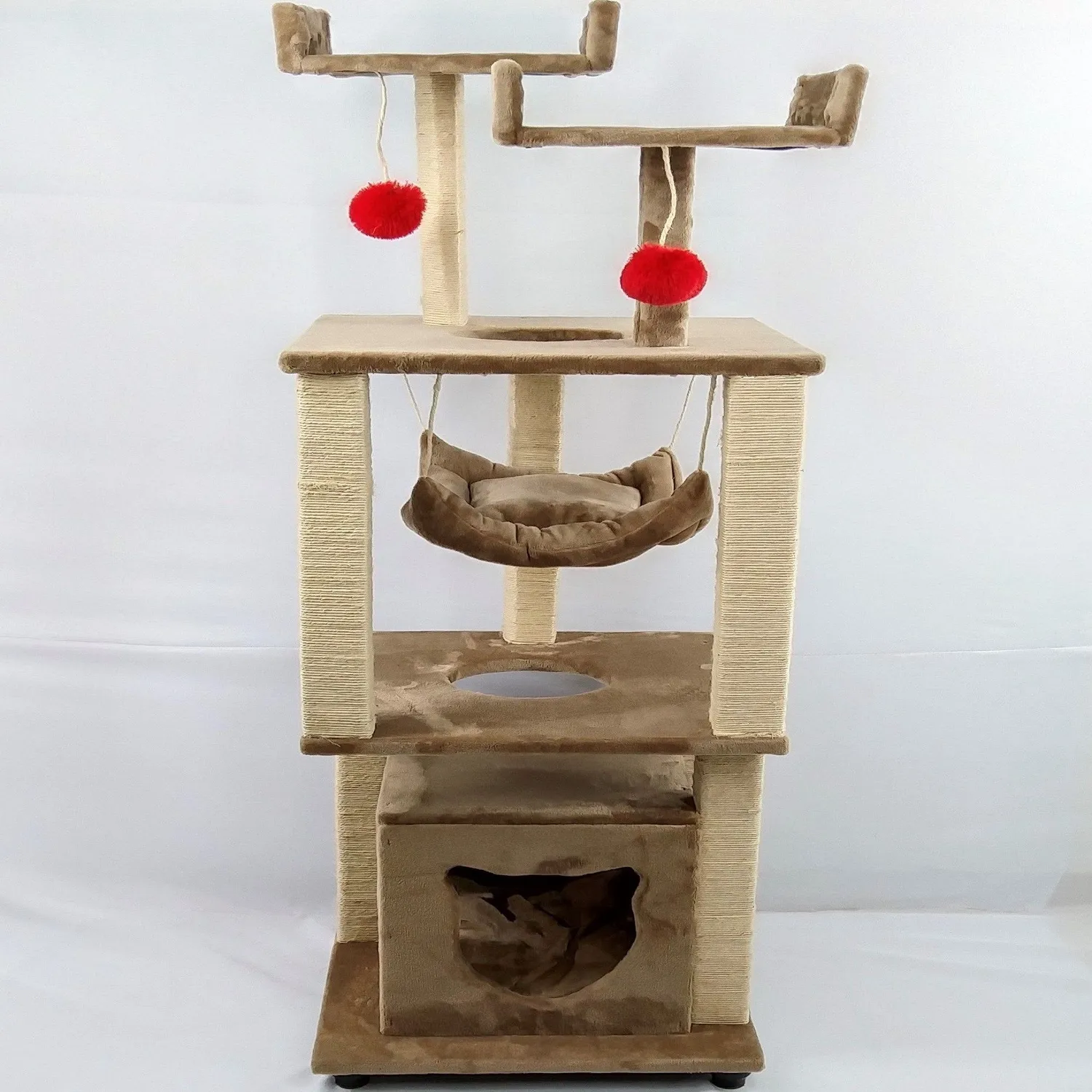 Gimnasio para Gatos Beige Mediano 50x50x152 cm