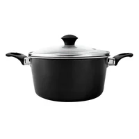 Olla Antiadherente en Aluminio 20cm 1.5 Litros con Tapa de Vidrio Just Cook Negro Ilko