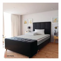 Combo Doble 140 Base Cama Negra + Colchón + Cabecero + Puff + Protector + Almohada