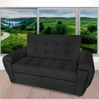 Sofá Cama Ambar Cuero Sintético Negro