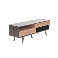Mesa TV con Cajones Retro Negro/Roble Americano
