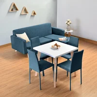 Sala Burdeos Mesa de Centro Sion + Juego Comedor Lyon 4 Puestos Azul