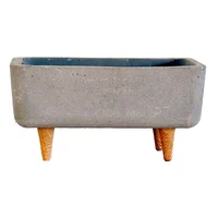 Matera Cemento Terrario Rectangular Con Patas 30x15cm Gris