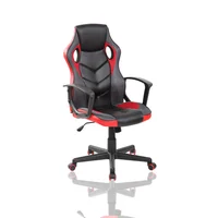 Silla gamer rocker en cuero giratoria negra roja