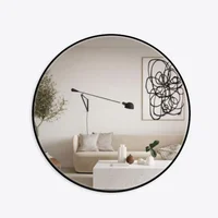 Espejo Circular Marco Metálico 80cm Negro