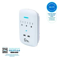 Multitoma Inteligente Con Supresor De Picos 3 Salidas P/T Y 2 Salidas USB Vta Casa Inteligente