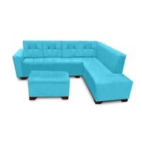 Sala Moderna Amatista Cuero Sintético Azul