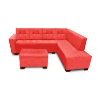 Sala Moderna Amatista Cuero Sintético Rojo
