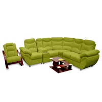 Juego de Sala L Modelo Deluxe Cuero Sintético Verde