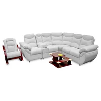 Juego de Sala L Modelo Deluxe Cuero Sintético Blanco