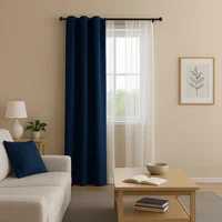Cortina Lino + Velo Azul Turquesa Oscuro140x220 cm