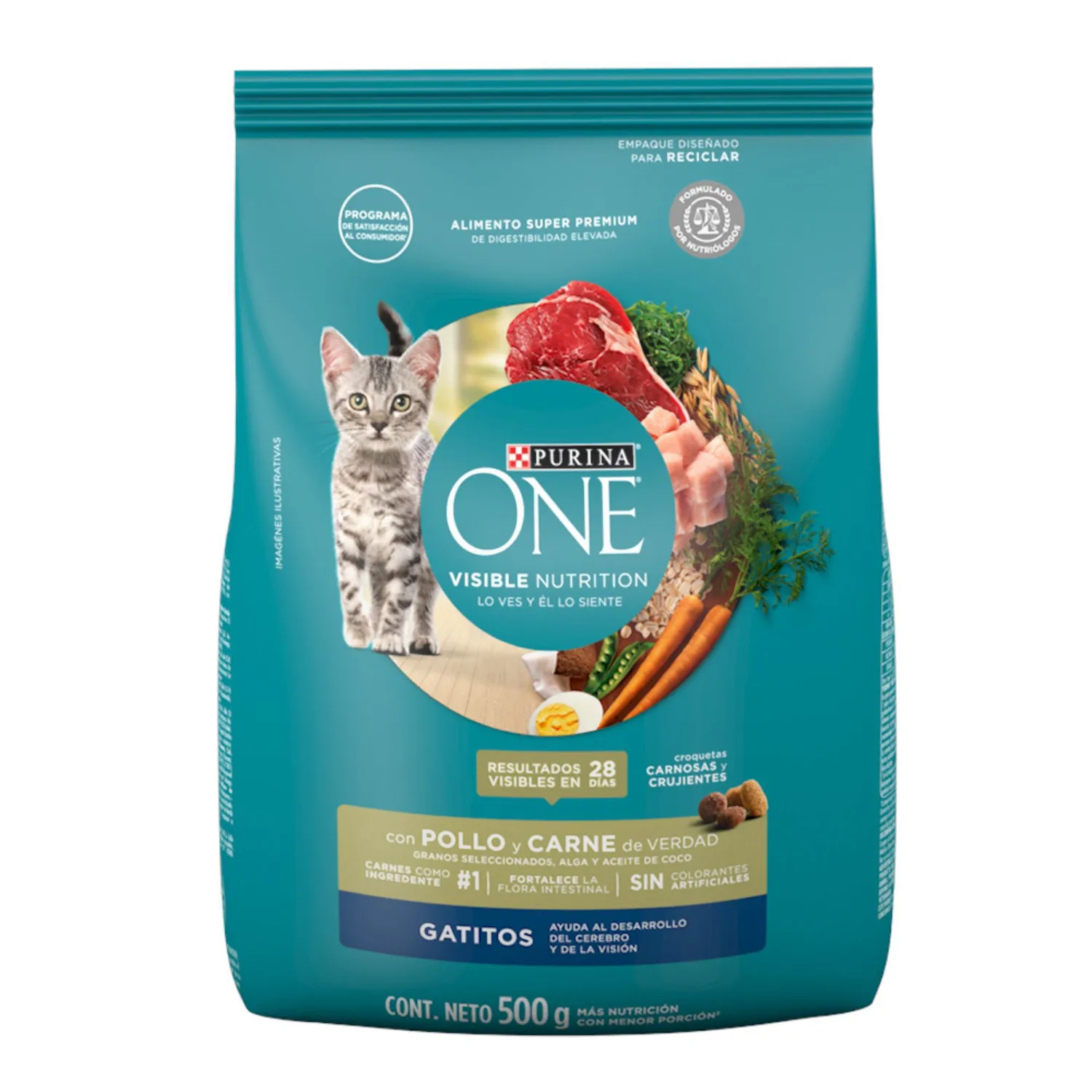 Comida Seca Para Gatitos Pollo Y Carne One 500g