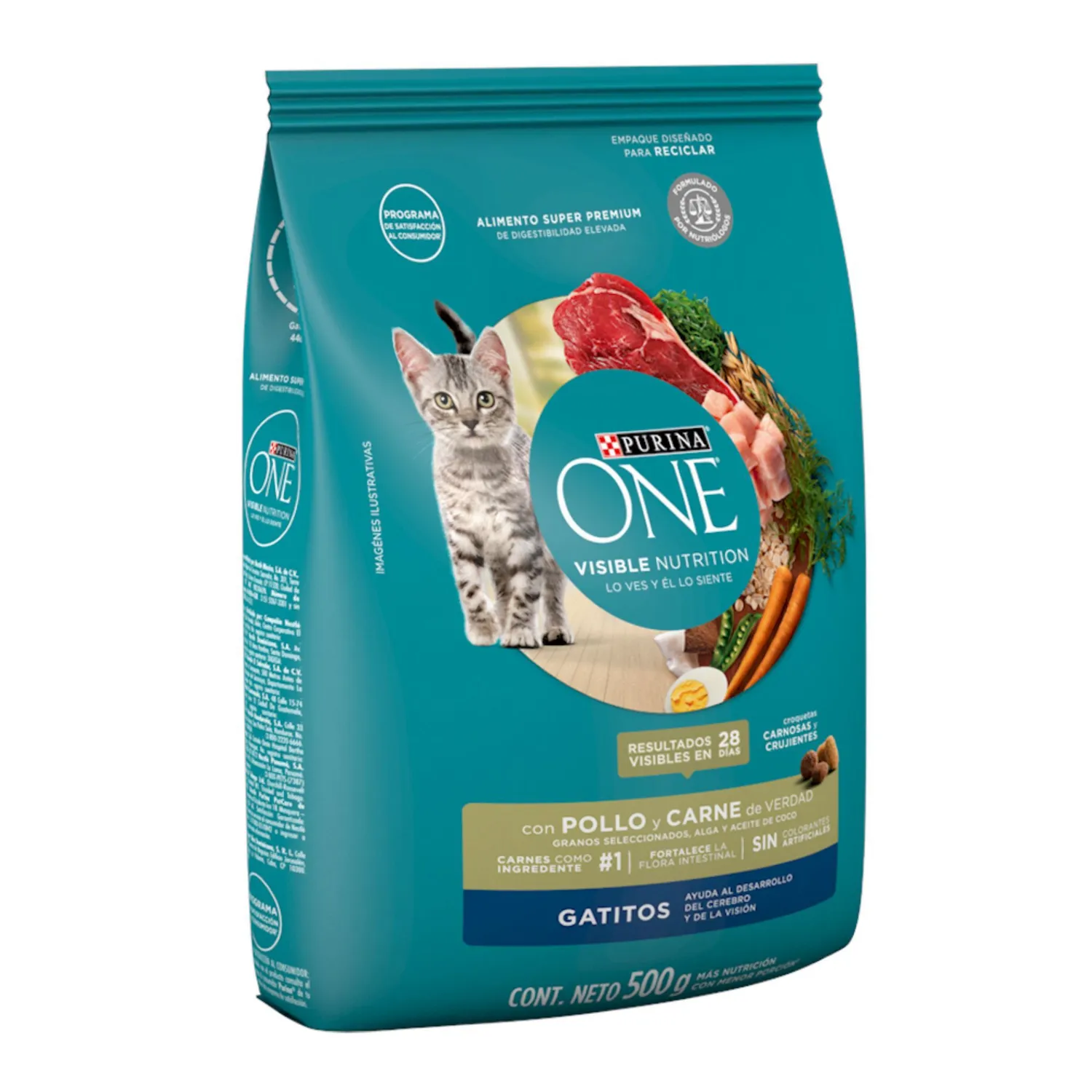 Comida Seca Para Gatitos Pollo Y Carne One 500g 6