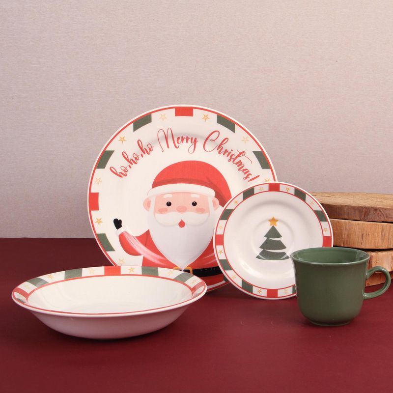 Vajilla Navideña Santa Puestos 16 Piezas Dear Santa