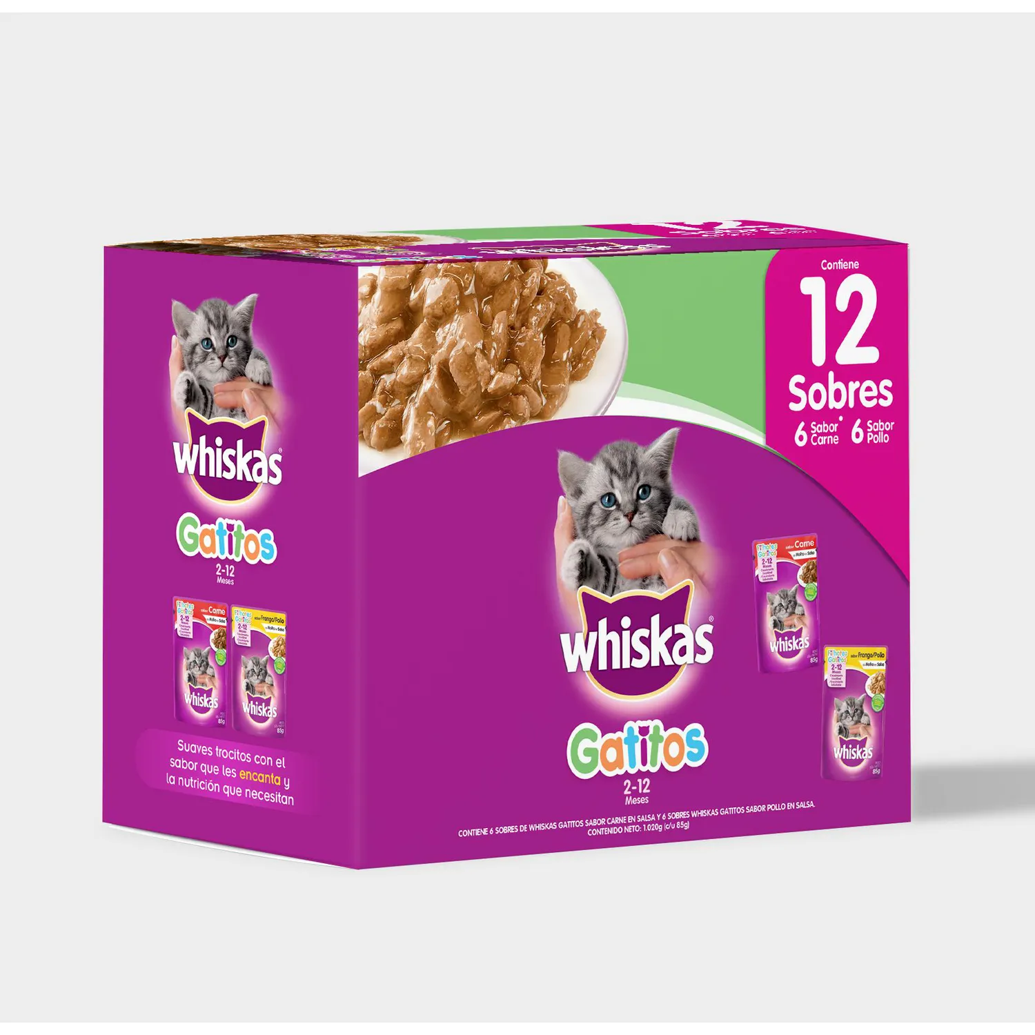 Comida Húmeda Para Gatico Whiskas Pack X12 Und 85g