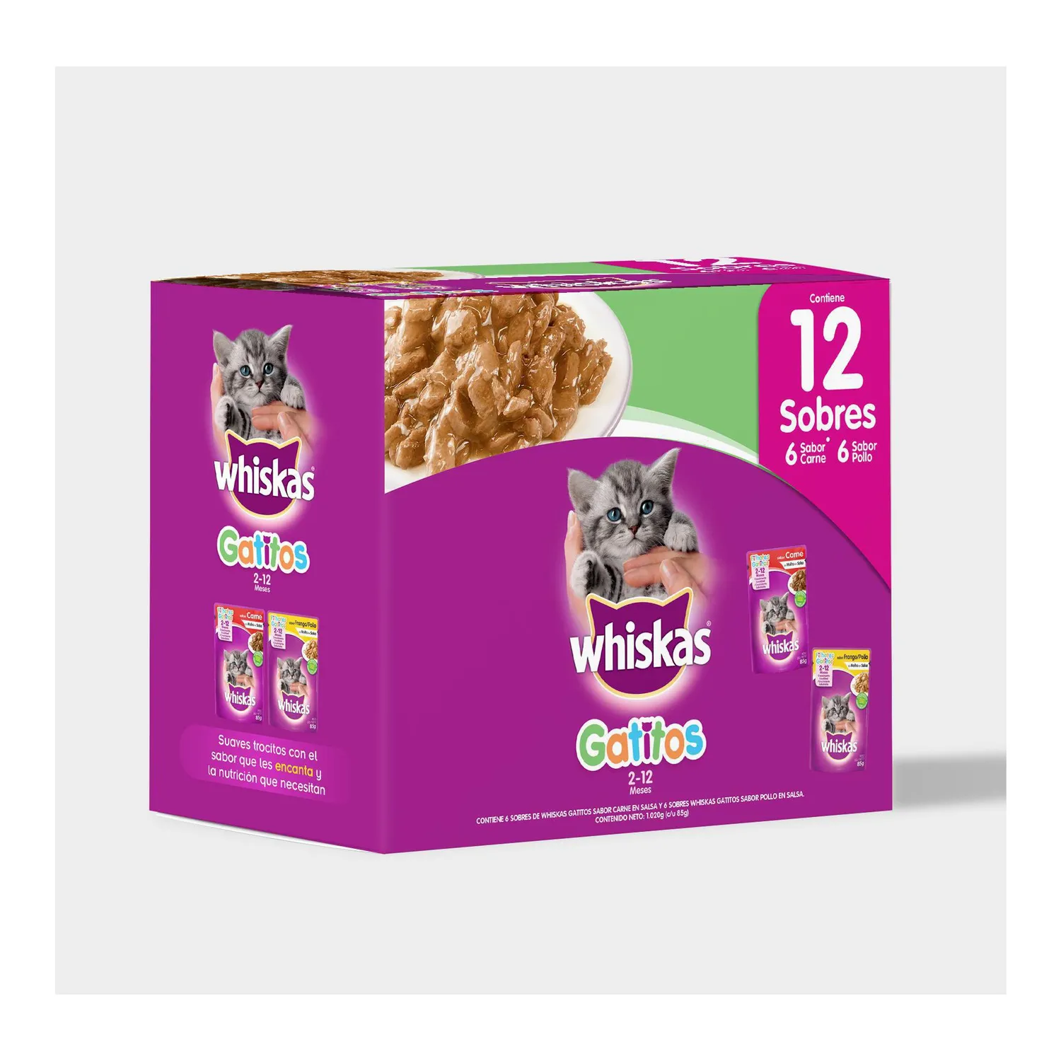 Comida Húmeda Para Gatico Whiskas Pack X12 Und 85g