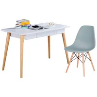 Escritorio Moderno Blanco con Silla Eames Gris