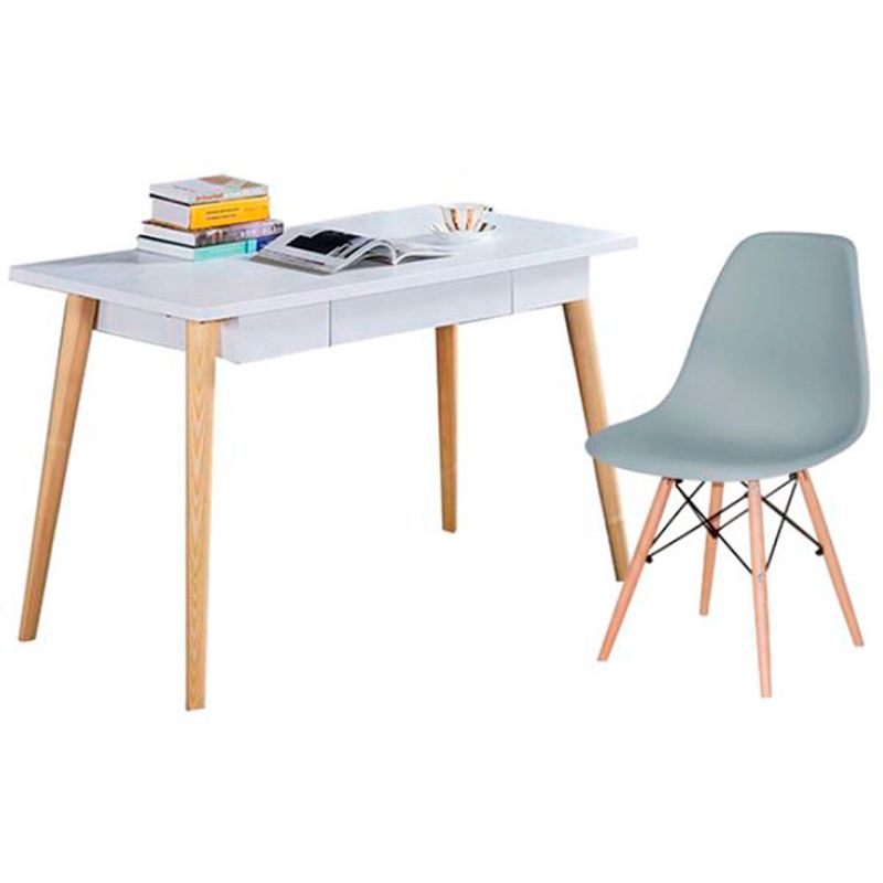 Escritorio Moderno Blanco con Silla Eames Gris EKONOMODO COLOMBIA ...
