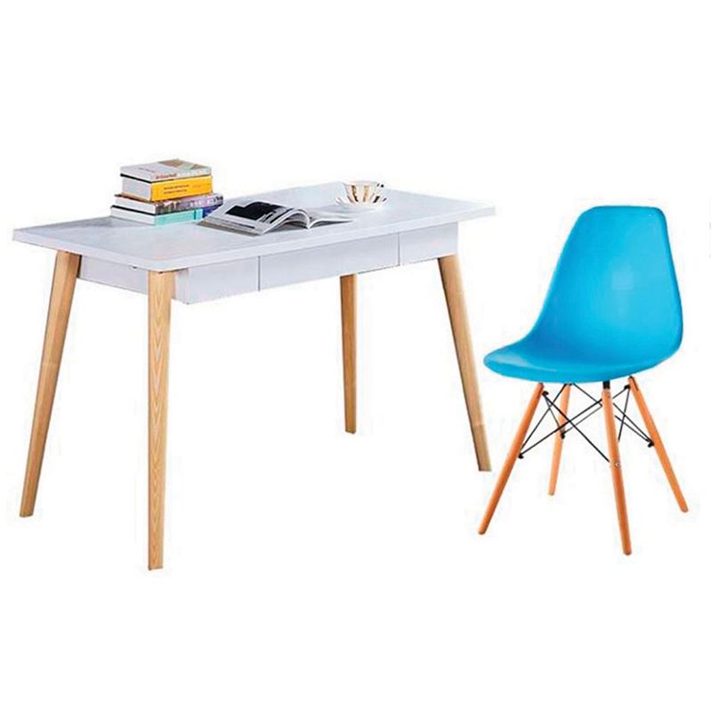 Escritorio Moderno Blanco + Silla Eames Azul EKONOMODO COLOMBIA ...