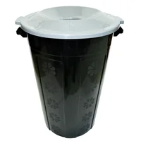 Basurera 130l Negra Con Tapa Gris