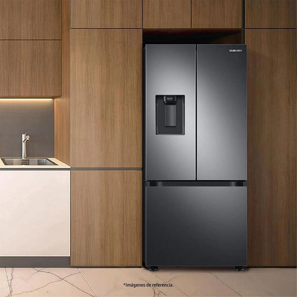 SAMSUNG - Nevecón Samsung Tipo Europeo 625 Litros RF22A4220SG/CO Gris con Dispensador de Agua