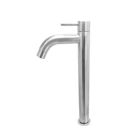 Grifería Lavamanos Alta Agua Fria Acero Pico Curvo Consumo 7.3 l/min