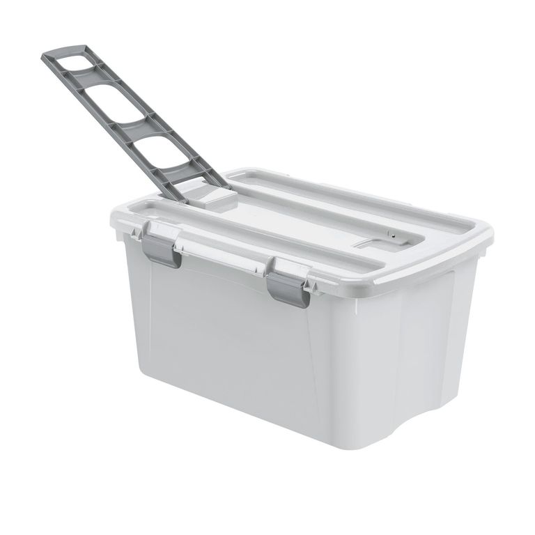 Caja Plástica Baul con Ruedas 120 litros 81.4X44X57.5 cm Gris Rimax ...