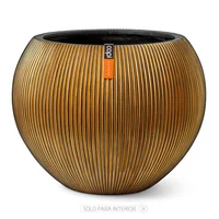 Matera Cerámica Redonda Vase Groove 40x32x40cm Oro