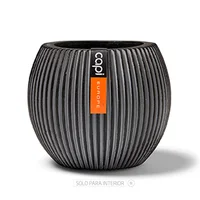 Matera Cerámica Redonda Vase Groove 29x25x29cm Negro