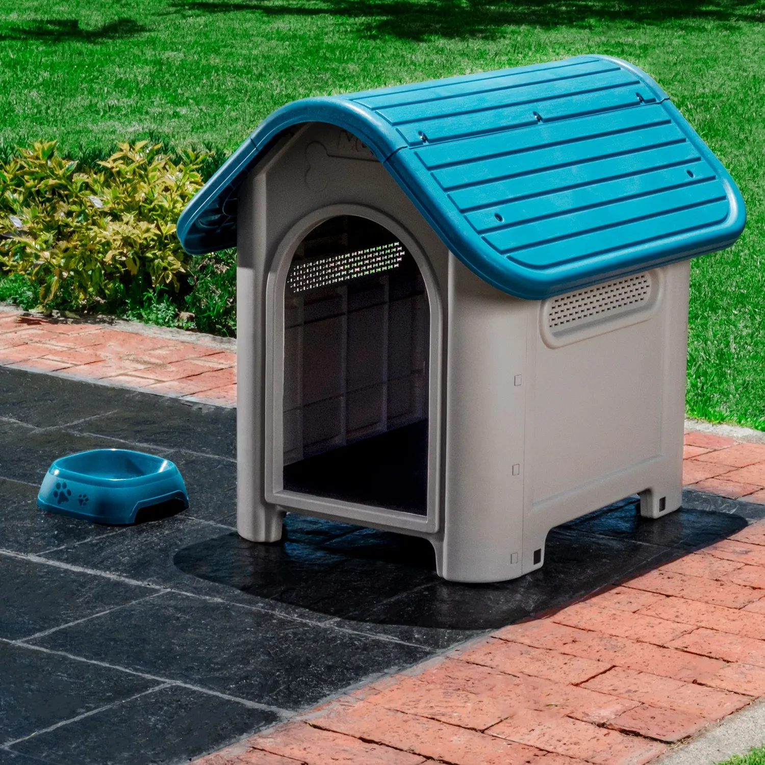 Casa Para Perros Plástica 74.5x60x66cm Mediano Turquesa 3