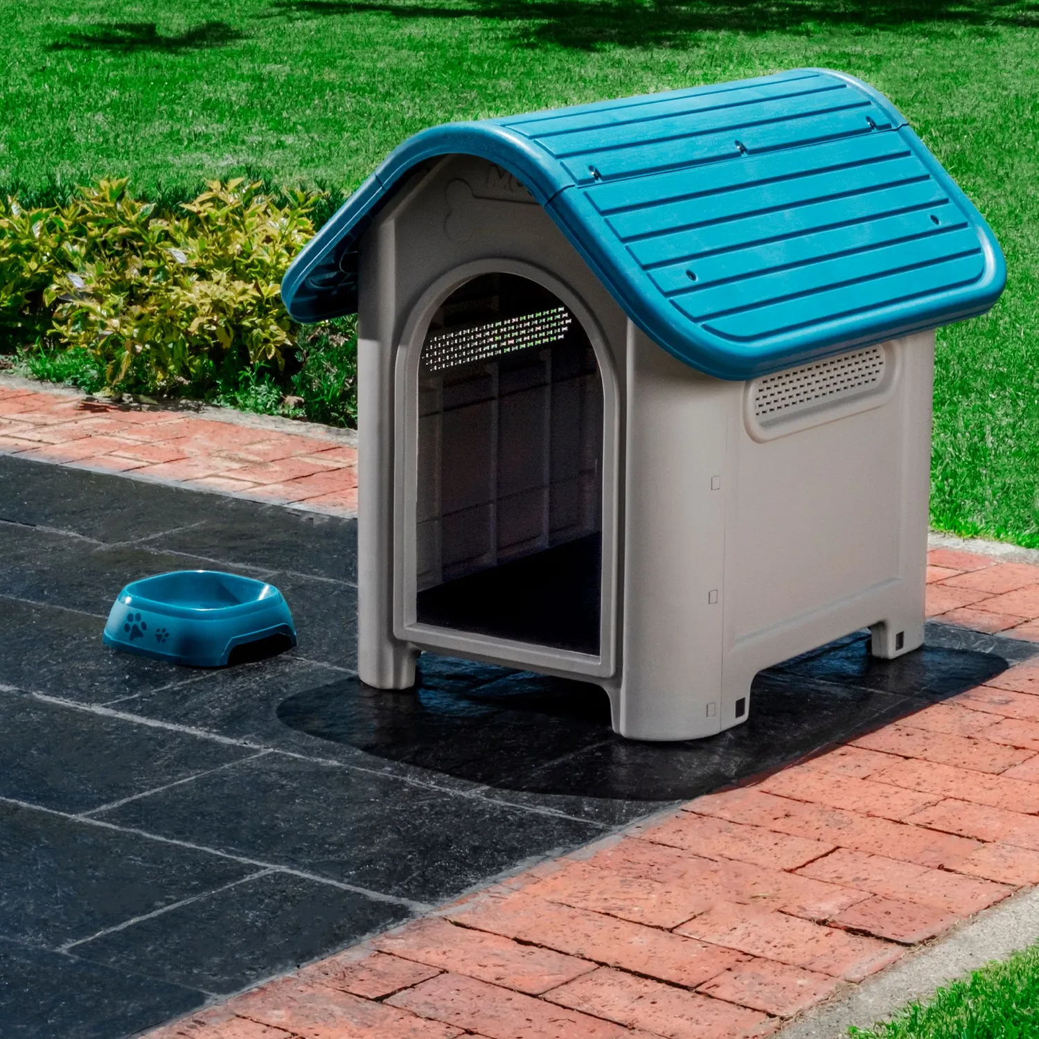 Casa Para Perros Plástica 74.5x60x66cm Mediano Turquesa 7